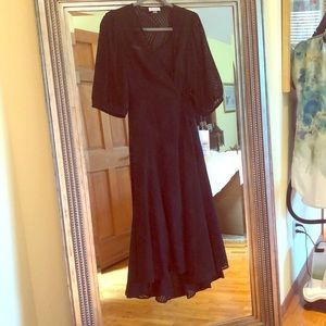 Wrap around black dress.